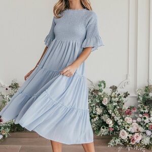 Jessakae Blue Powder Blue Wandering Willoughby Midi Dress